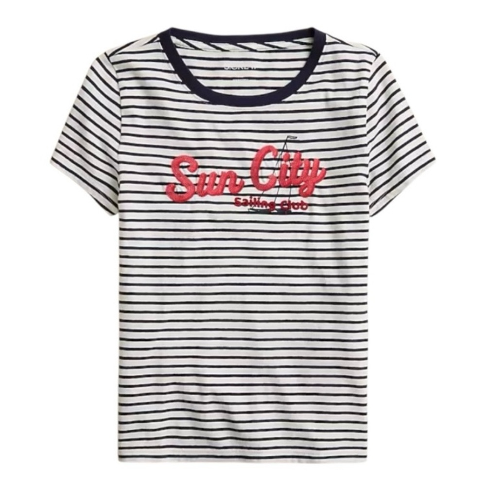 NWT J. Crew Sun City Striped Graphic Tee Slim Fit Nautical Sailing Preppy Medium